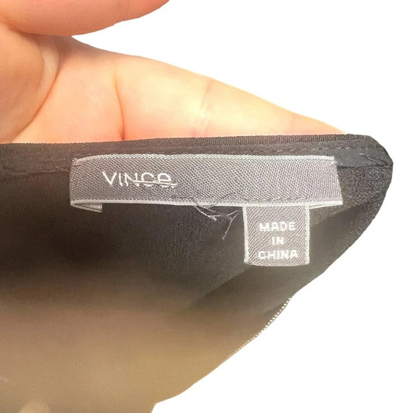 Vince Contrast Trim Zipper V-Neck Drawstring Dress Black Size Small - Picture 9 of 11